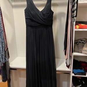 J. Crew Navy Blue Pleated Maxi Dress V-Neck Sleeveless